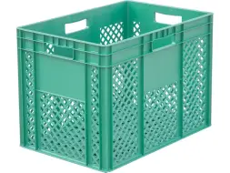 Ящик пластиковый перфорированный с ручками, 600х400х420 мм, зеленый [942.01.01.01 М]
